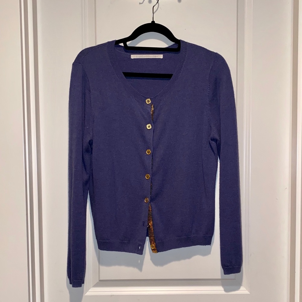 “Custommade” Periwinkle & Gold Cardigan